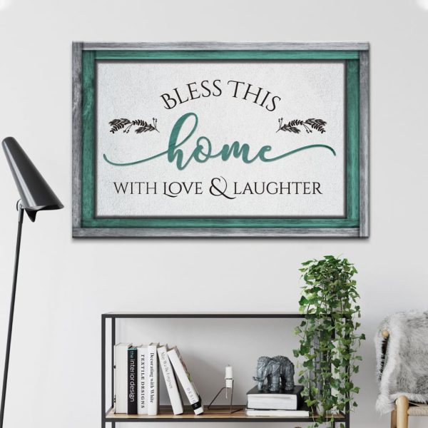 Christian , Bless This Home With Love And Laughter Canvas Hanging Gift, Canvas Paiting Frames Print - Image 4