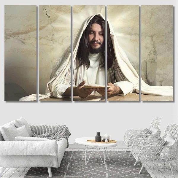 Authentic Reenactment Scene Jesus Breaking Bread Last Supper Christian Premium Multi Canvas Prints, Multi Piece Panel Canvas Luxury Gallery Wall Fine Art Print - Image 8