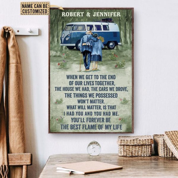 here Gifts Personalized Camping Van Forever Flame Canvas Home Decor - Image 2