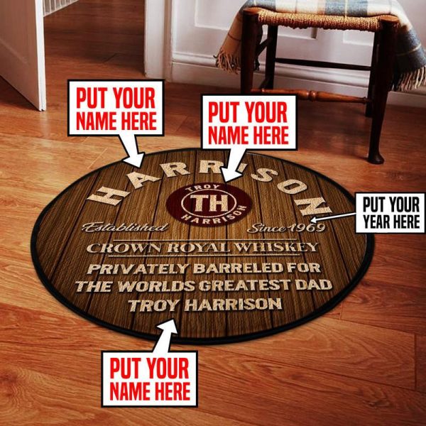 Personalized Whiskey Bar Living Room Round Mat Circle Rug - Image 6