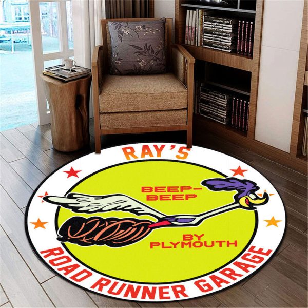 Personalized Road Runner Garage Round Mat Round Floor Mat Room Rugs Carpet Outdoor Rug Washable Rugs - Image 2