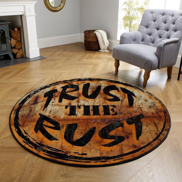 Trust The Rust Hot Rod Round Mat Round Floor Mat Room Rugs Carpet Outdoor Rug Washable Rugs - Image 2