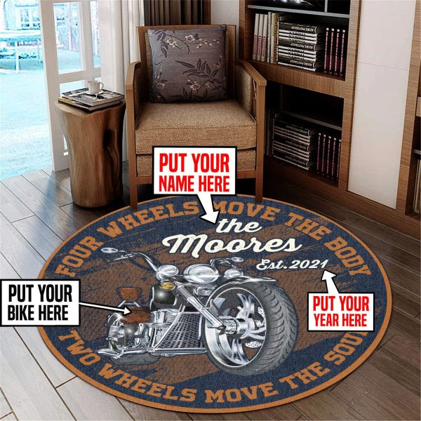 Personalized Motorcycle Biker Round Mat Round Floor Mat Room Rugs Carpet Outdoor Rug Washable Rugs - Image 2