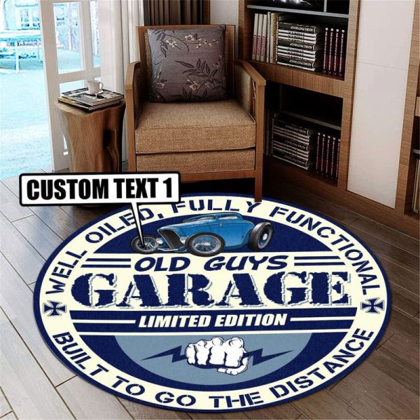 Personalized Garage Hot Rod Round Mat Round Floor Mat Room Rugs Carpet Outdoor Rug Washable Rugs - Image 2