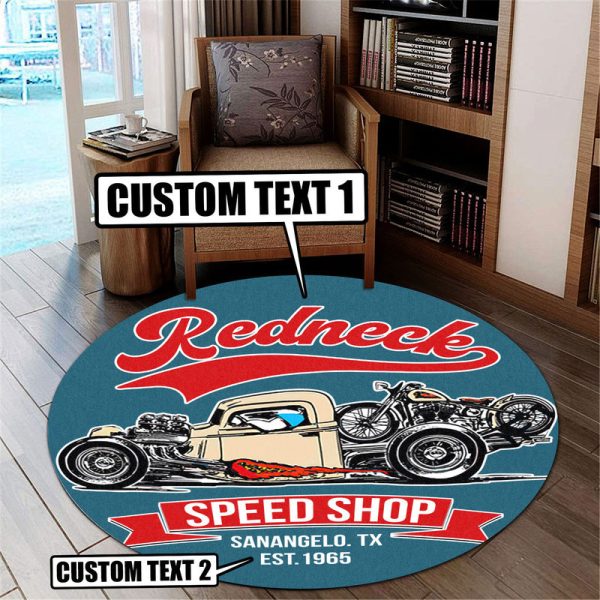 Personalized Speed Shop Round Mat - Image 2