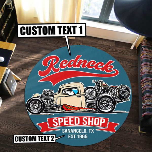 Personalized Speed Shop Round Mat - Image 3