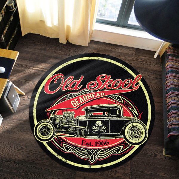 Old Skool Hot Rod Vintage Round Mat Round Floor Mat Room Rugs Carpet Outdoor Rug Washable Rugs - Image 3