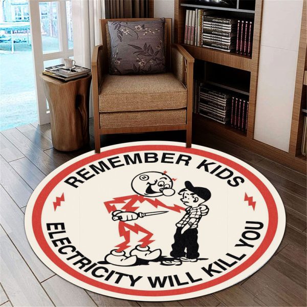 Reddy Kilowatt Knife Kid Electricity Kills Round Mat Round Floor Mat Room Rugs Carpet Outdoor Rug Washable Rugs - Image 2