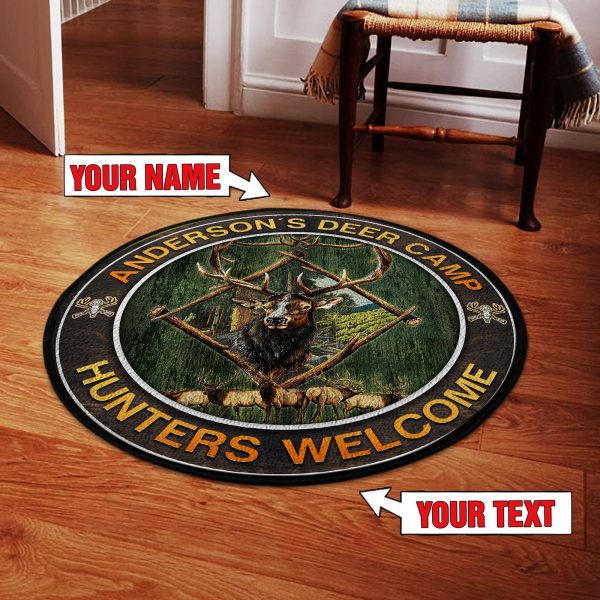 Personalized Hunitng Deer Welcome Round Rug, Carpet 07706 - Image 2