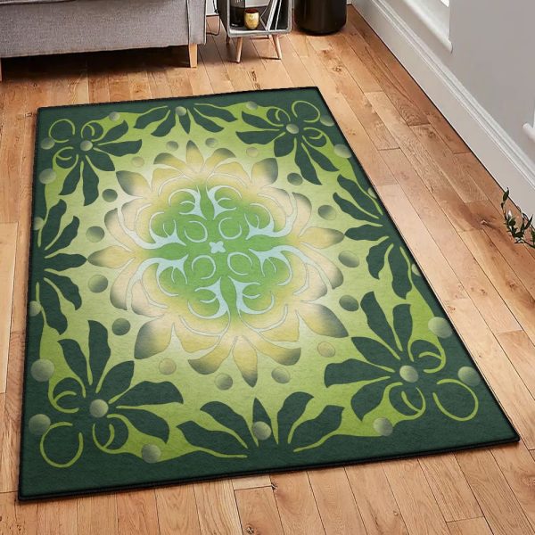 Aloha Hawaiian Leaves Rug Rectangle Rugs Washable Area Rug Non-Slip Carpet For Living Room Bedroom - Image 2