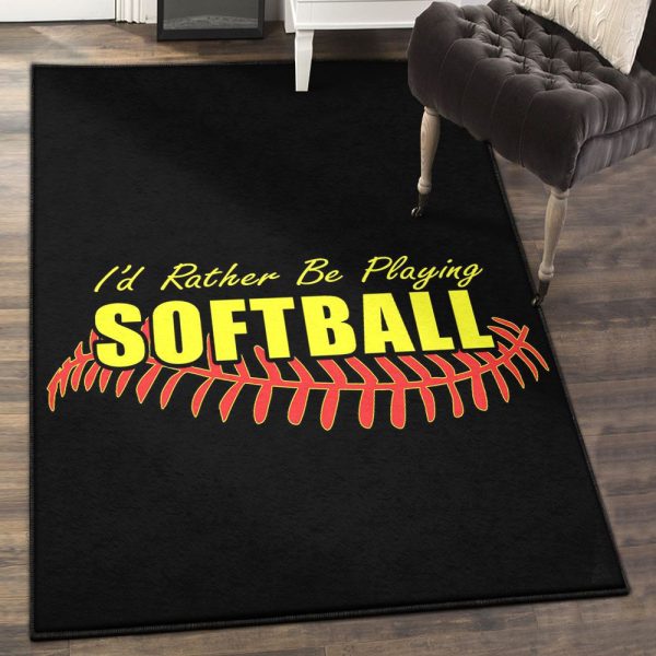 Softball Washable Rugs Born To Play Softball Rug Rectangle Rugs Washable Area Rug Non-Slip Carpet For Living Room Bedroom - Image 2