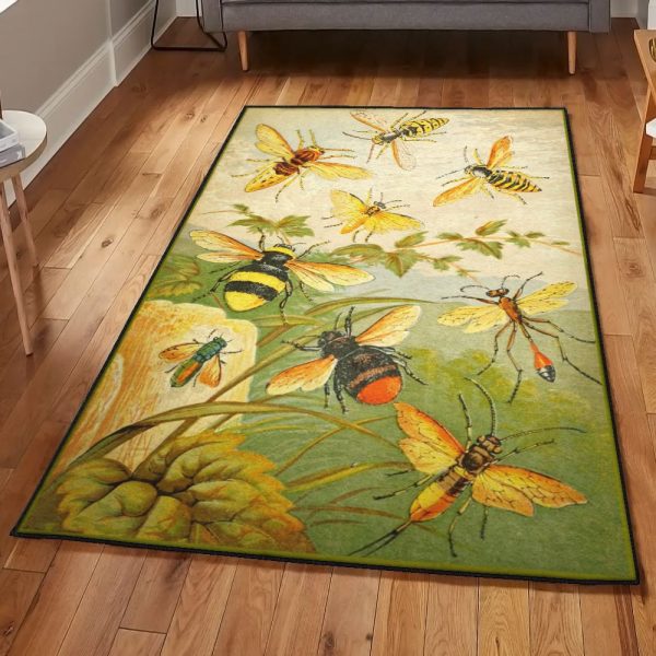 Honey Bee Rug Rectangle Rugs Washable Area Rug Non-Slip Carpet For Living Room Bedroom - Image 2