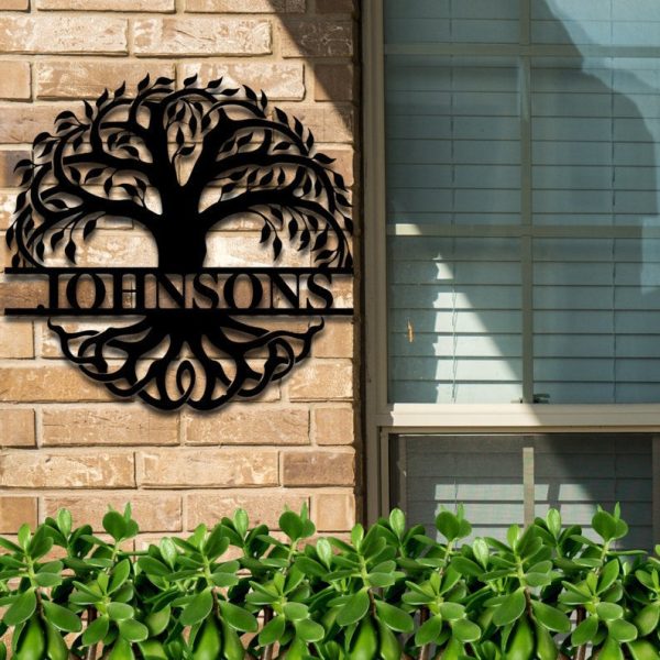 Custom Family Last Name Tree of Life Monogram Personalized Metal House - Image 2