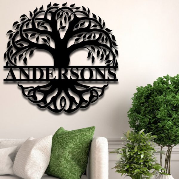 Custom Family Last Name Tree of Life Monogram Personalized Metal House - Image 3