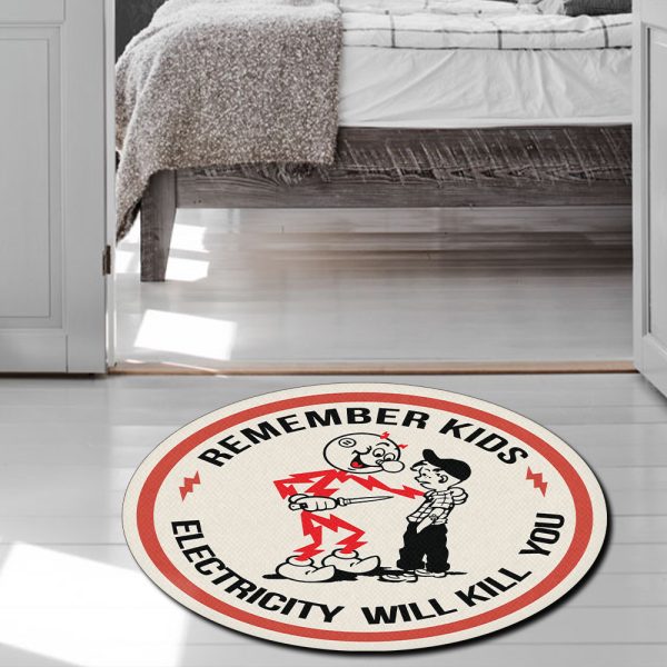 Reddy Kilowatt Knife Kid Electricity Kills Round Mat Round Floor Mat Room Rugs Carpet Outdoor Rug Washable Rugs - Image 5