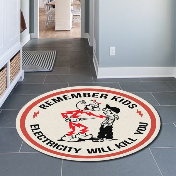 Reddy Kilowatt Knife Kid Electricity Kills Round Mat Round Floor Mat Room Rugs Carpet Outdoor Rug Washable Rugs - Image 6