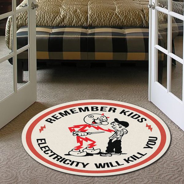 Reddy Kilowatt Knife Kid Electricity Kills Round Mat Round Floor Mat Room Rugs Carpet Outdoor Rug Washable Rugs - Image 7