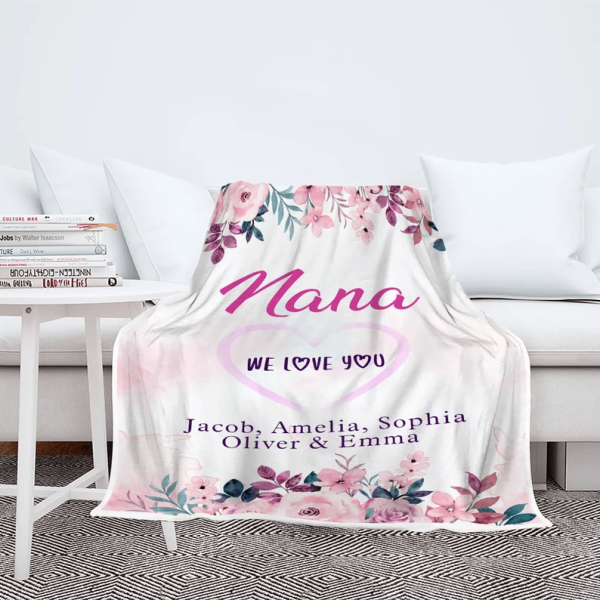 Custom Nana Blanket, Blanket With Grandkids Name Blanket For Grandpa B - Image 8