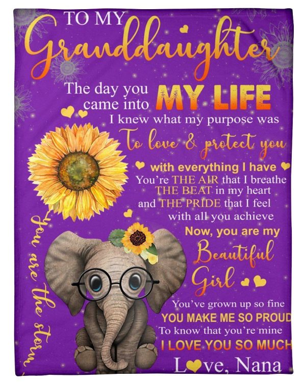 Lovely Elephant Messages For Granddaughter From Nana Fleece Blanket - Image 3