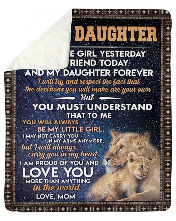 Daughter Mom Gift My Daughter Forever Lions Fleece Blanket Sherpa Blan - Image 2