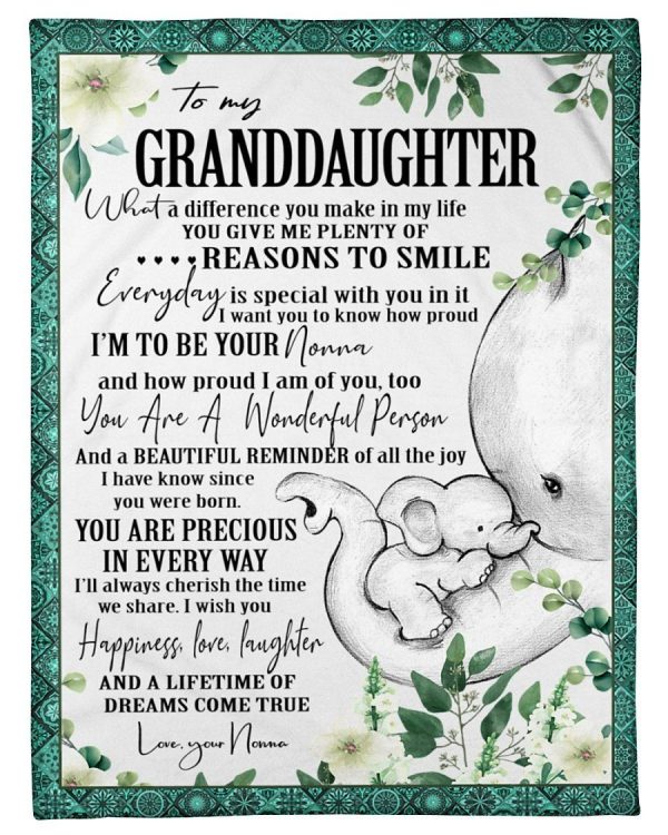 Elephant Lovely Message From Nonna For Granddaughters Fleece Blanket - Image 2