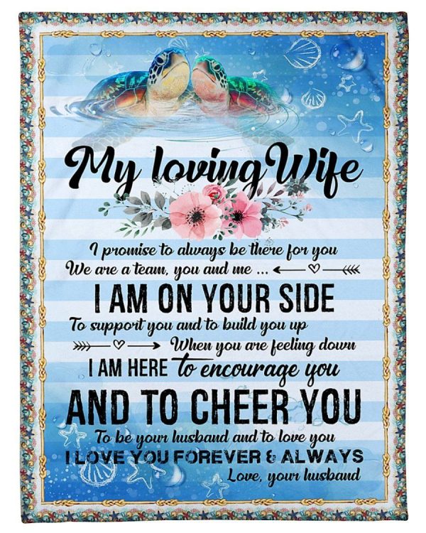 Turtle Blanket Giving Loving Wife I Am On Your Side Fleece Blanket - Image 2