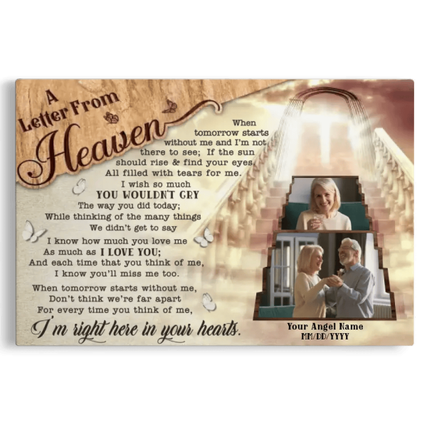 Personalized Canvas Prints, Custom Photo, Memorial Gifts, Bereavement Gifts, Remembrance Gifts, A Letter From Heaven Dem Canvas - Image 7