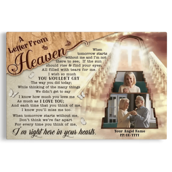 Personalized Canvas Prints, Custom Photo, Memorial Gifts, Bereavement Gifts, Remembrance Gifts, A Letter From Heaven Dem Canvas - Image 8