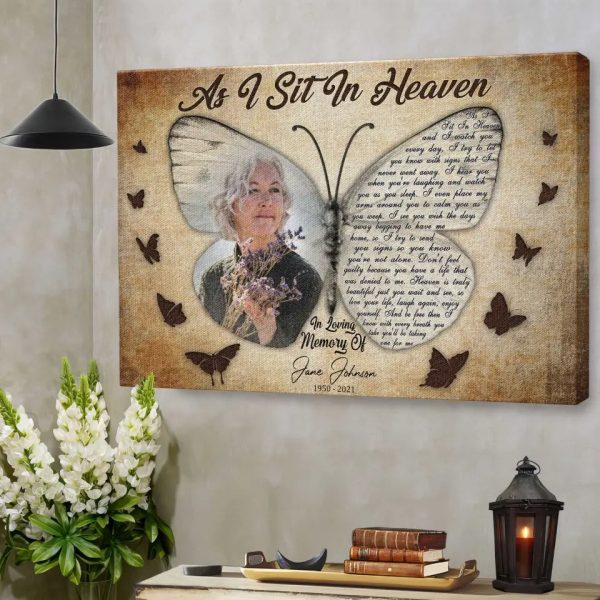 Personalized Canvas Prints, Custom Photo And Name, Sympathy Gifts, Memorial Gift, As I Sit In Heaven Dem Canvas - Image 2