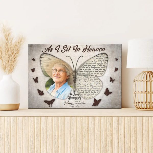 Personalized Canvas Prints, Custom Photo And Name, Sympathy Gifts, Memorial Gift, As I Sit In Heaven Dem Canvas - Image 5