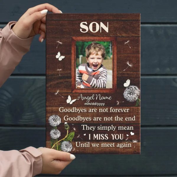 Personalized Canvas Prints, Custom Photo, Memorial Gifts, Sympathy Gifts, Son Goodbye Are Not Forever Until We Meet Again Dem Canvas - Image 4