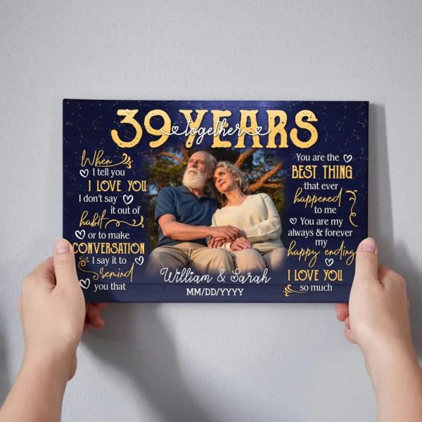 Personalized Photo Canvas Prints, Gifts For Couples, 39th Anniversary Gift For Husband And Wife, 39 Years When I Tell You I Love You Dem Canvas - Image 5