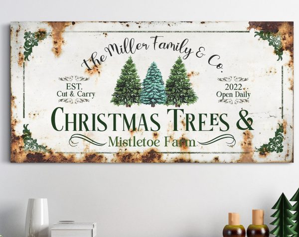 Personalized Christmas Trees And Mistletoe Farm Custom Family Co Sign Holiday Gift Christmas Sign Christmas Gift For Family Canvas Print - Image 2