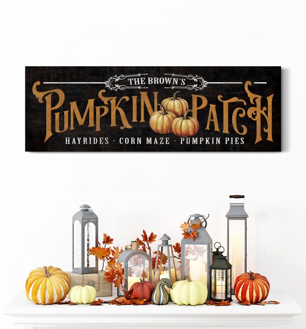 Personalized Pumpkin Patch Canvas Sign, Custom Pumpkin Farm Rustic Fall & Autumn Decor, Farmers Market, Family Name Kitchen Halloween Decor - Image 4