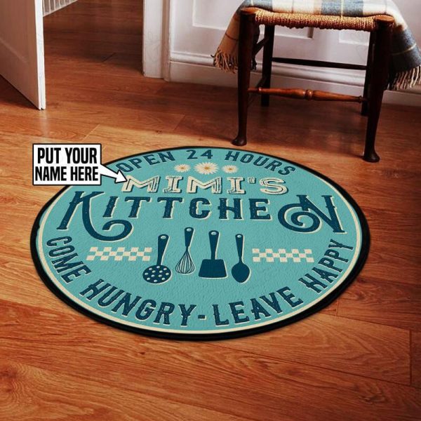 Personalized Kitchen Come Hungry Leave Happy Living Room Round Mat Circle Rug - Image 2