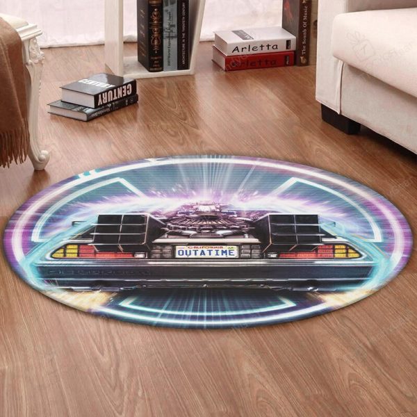 Back The Future Living Room Round Mat Circle Rug Back To The Future Marty Mcfly Delorean - Image 2