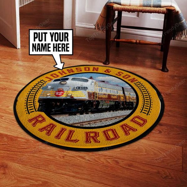 Personalized Cp Canadian Pacific Railroad Living Room Round Mat Circle Rug - Image 2