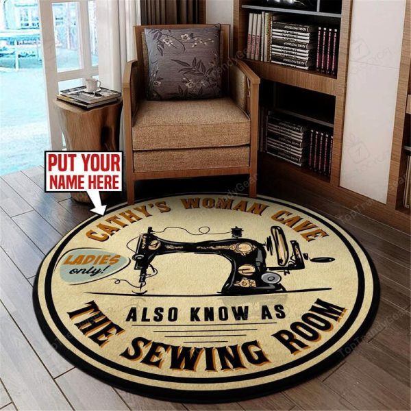 Personalized Sewing Room Living Room Round Mat Circle Rug - Image 2