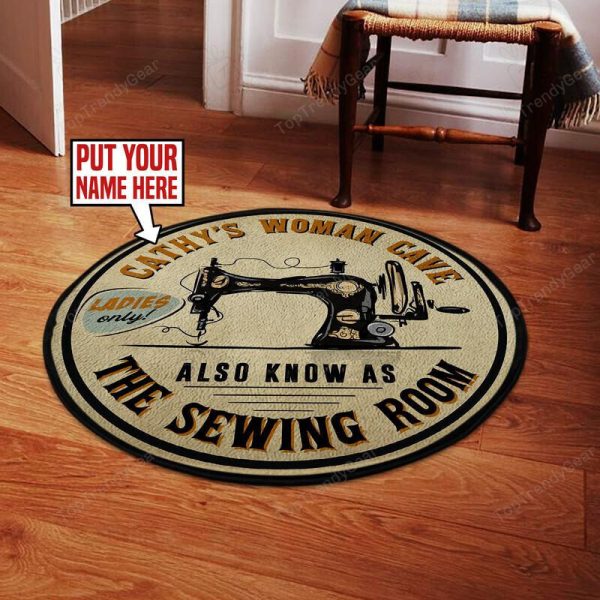 Personalized Sewing Room Living Room Round Mat Circle Rug - Image 4