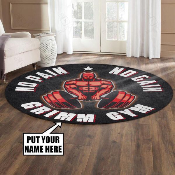 Personalized No Pain No Gain Living Room Round Mat Circle Rug - Image 2