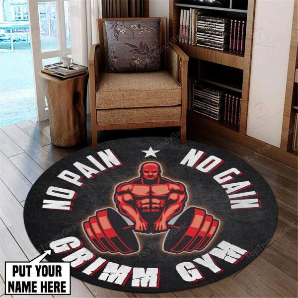 Personalized No Pain No Gain Living Room Round Mat Circle Rug - Image 3