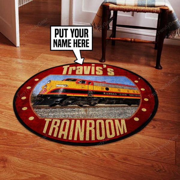 Personalized Kcs Kansas City Southern Railroad Living Room Round Mat Circle Rug - Image 3