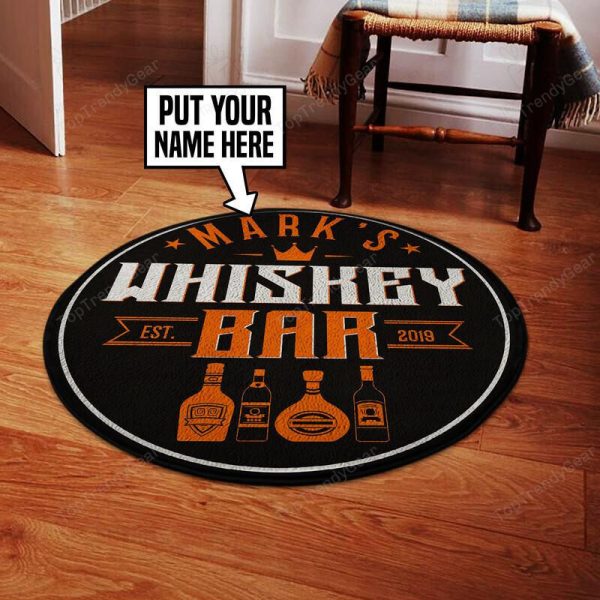 Personalized Whiskey Bar Round Mat 05446 Living Room Rugs, Bedroom Rugs, Kitchen Rugs - Image 2