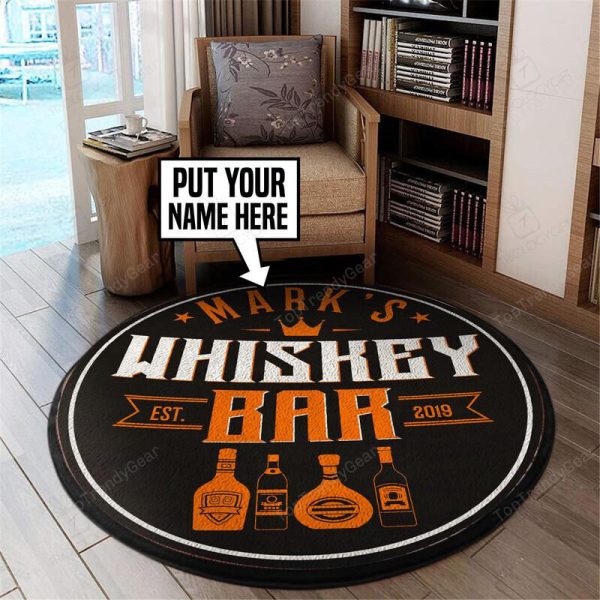 Personalized Whiskey Bar Round Mat 05446 Living Room Rugs, Bedroom Rugs, Kitchen Rugs - Image 3